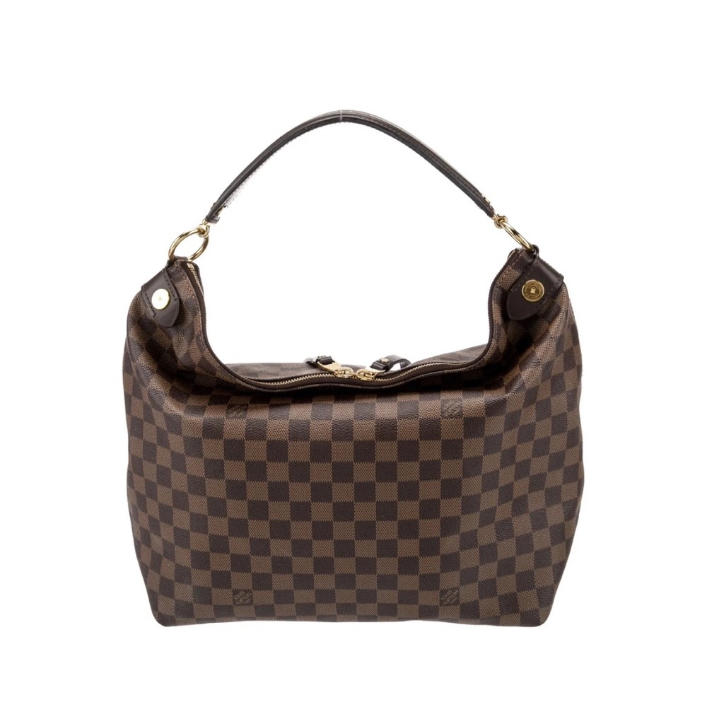 Louis Vuitton Hobo Bag with Damier Pattern. Moderate discoloration interior.